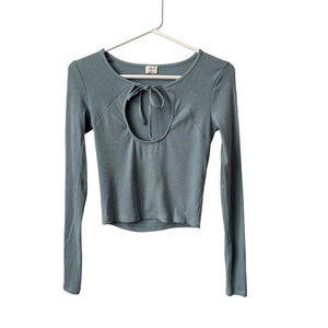 Wilfred Harlequin Ribbed Long Sleeve Cropped Sage Green Size Small